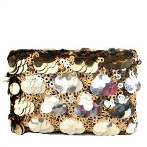 New Simitri Gold Disco Clutch Handbag/Crossbody Metal Chain Handbag NWT